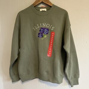 State Of Mine Women's Illinois Green Comfy Crew Neck Sweatshirt Casual Sz XS NWT